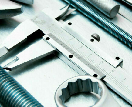 Close-up of machined metal components