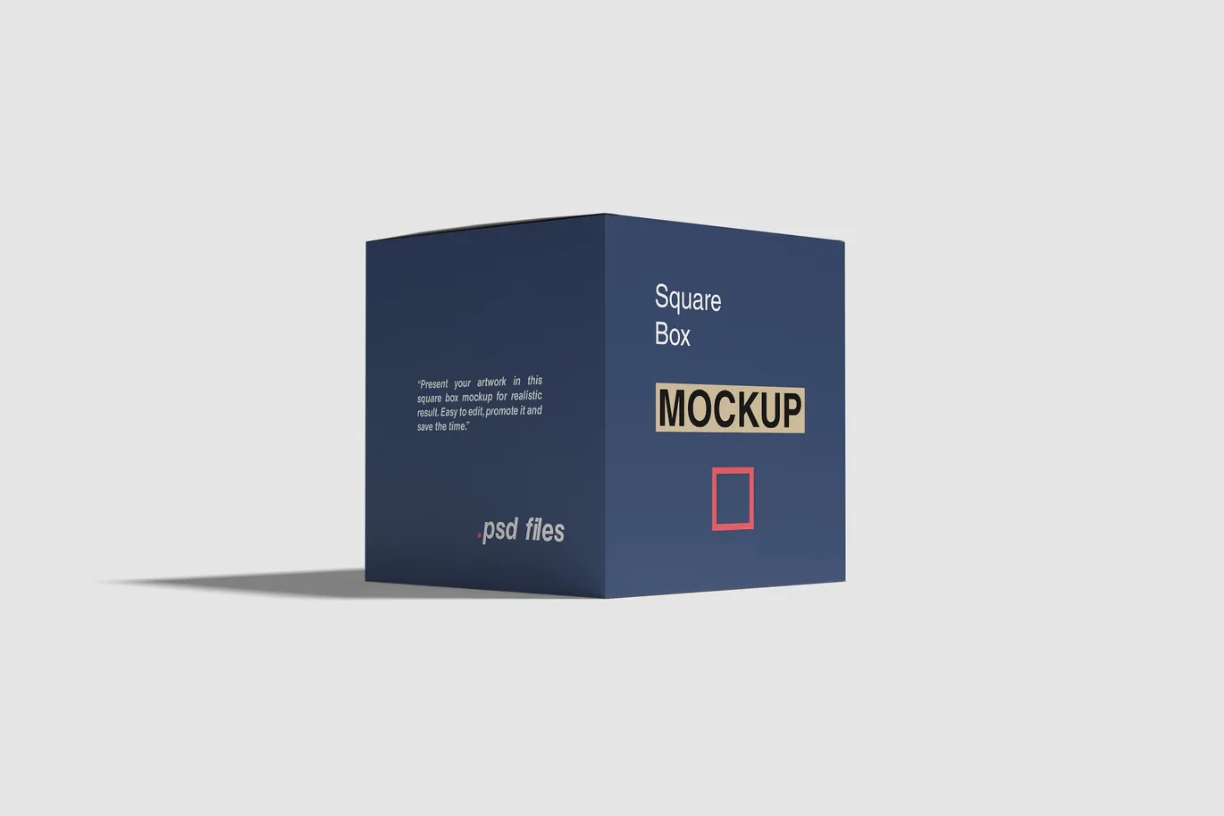Retail packaging mockup with a dark printed design