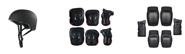 Skateboard protective gear and pads