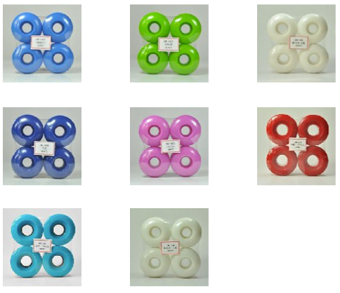 Longboard wheel sets in multiple colors