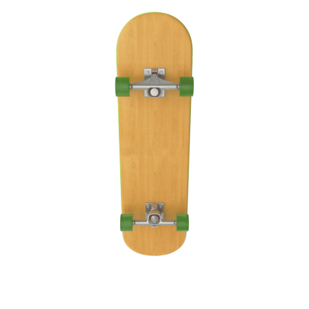 Natural wood skateboard with orange wheels